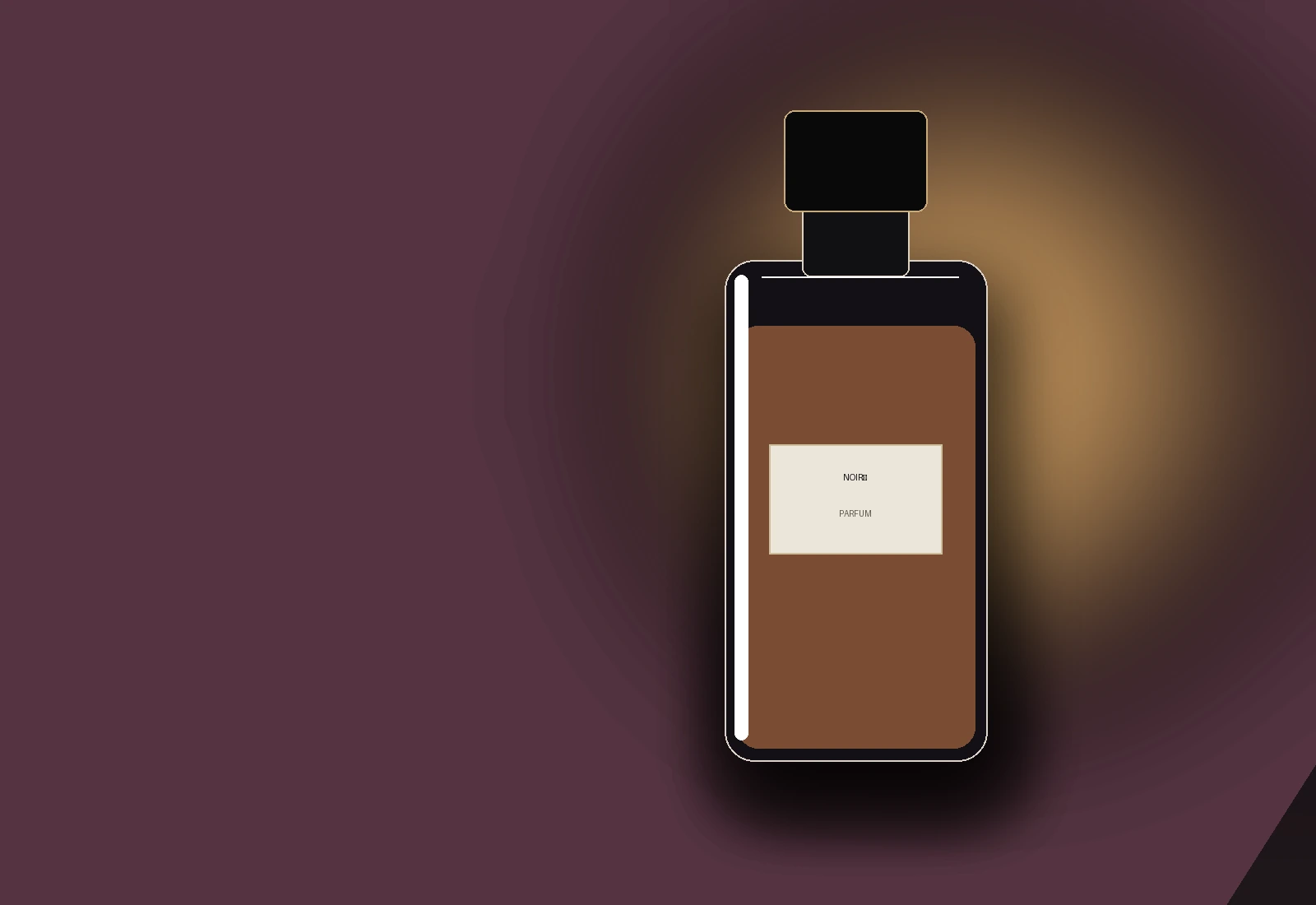 NOIRÉ perfume bottle in a dark editorial setting